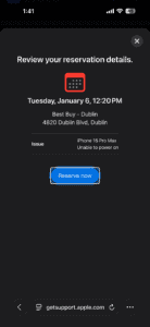 Setup Genius Bar appointment