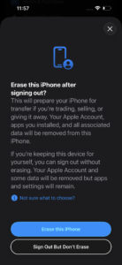 Sign out settings on iPhone