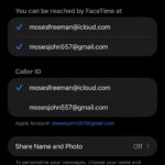 Screenshot showing FaceTime settings on iPhone