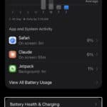 Battery settings on iPhone