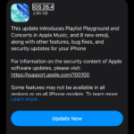 Software update screen on iPhone